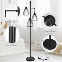 Tangkula Industrial Floor Lamp with 3 Hanging Lampshades