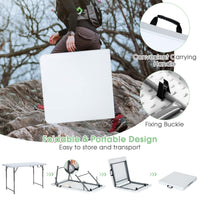 Tangkula 4 ft Folding Table, Portable Picnic Table with 3 Adjustable Height