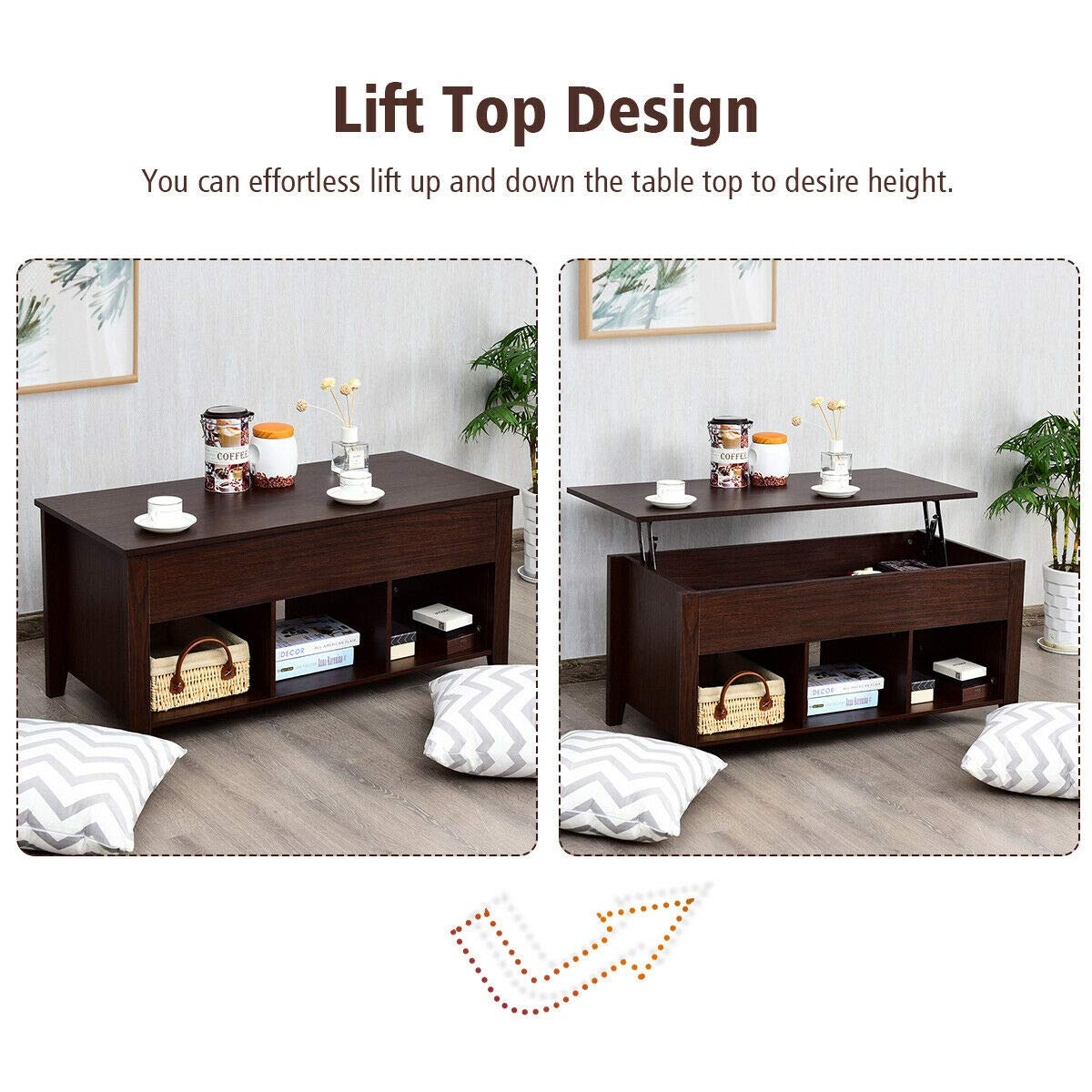 Lift Top Coffee Table - Tangkula