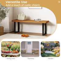Tangkula 48" Long Patio Dining Bench with Metal Legs