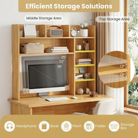 Tangkula Desktop Bookshelf with LED Lights & 8 Shelves for Max 25" Monitor