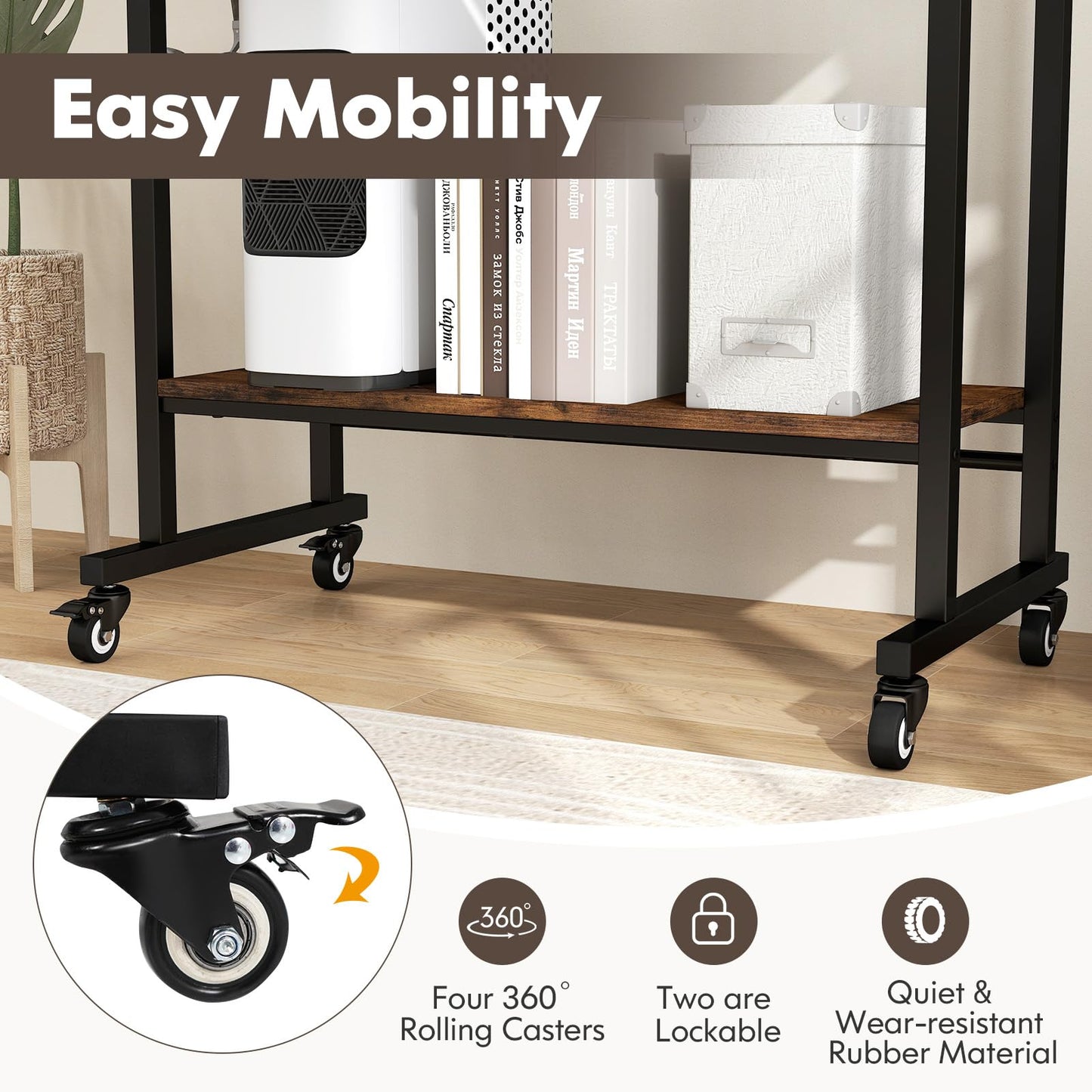 Tangkula Rolling Computer Desk Cart with Keyboard Tray