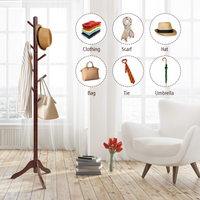 Tangkula Wooden Tree Coat Rack Freestanding, Entryway Coat Stand with 8 Hooks