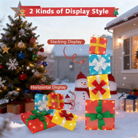 Tangkula 4 Ft Stackable Gift Boxes with Warm White LED Lights