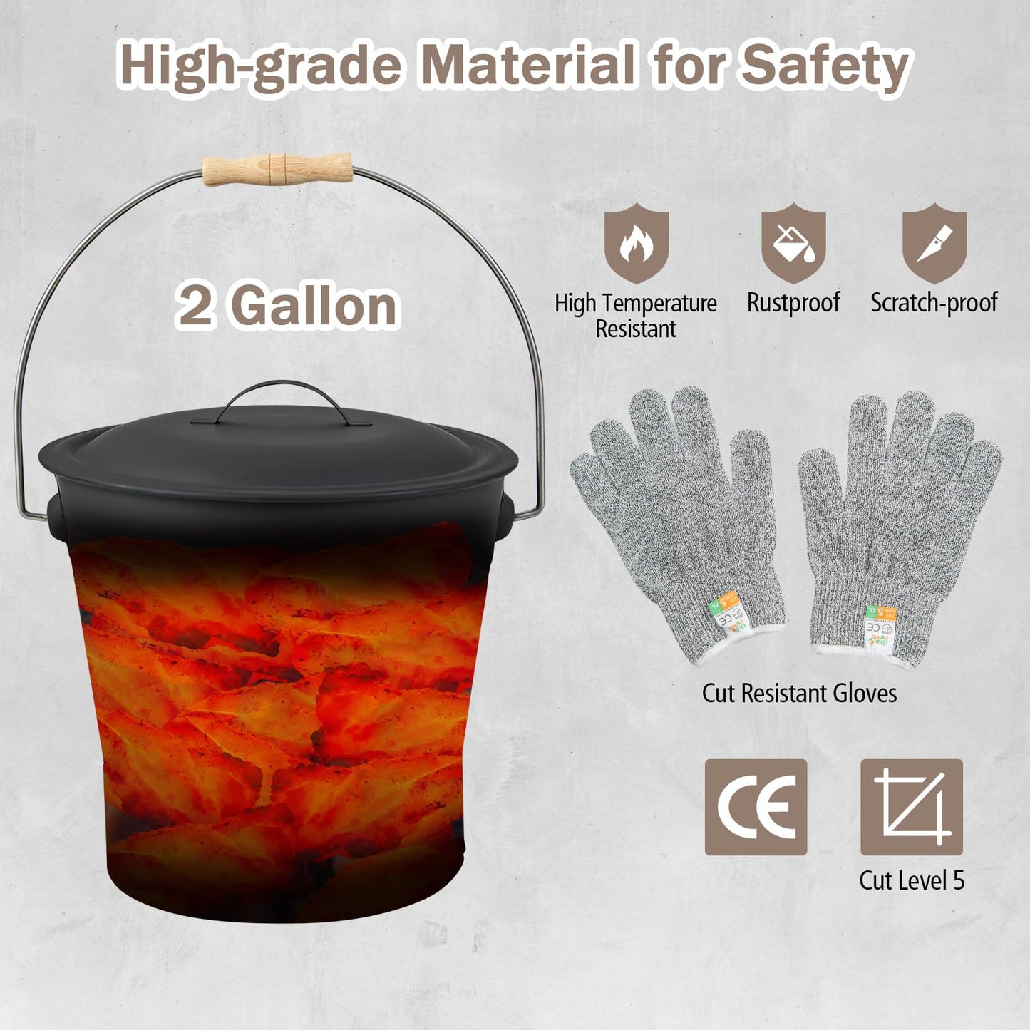 Tangkula 2 Gallon Metal Fireplace Bucket with Handle