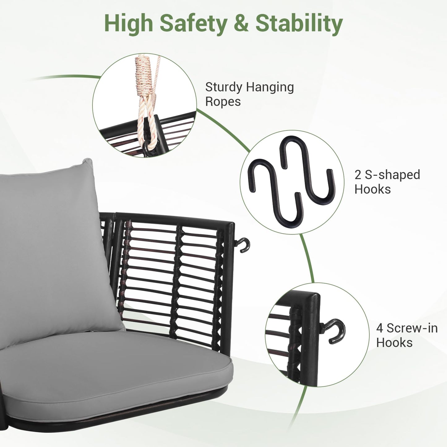 Tangkula Outdoor Metal Porch Swing for Front Porch