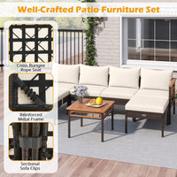 Tangkula 7 Pieces U Shaped Outdoor Wicker Furniture Set