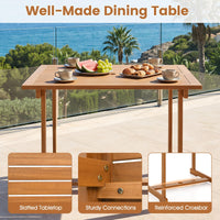 Tangkula 35.5" Acacia Wood Square 4-Person Patio Table with Umbrella Hole