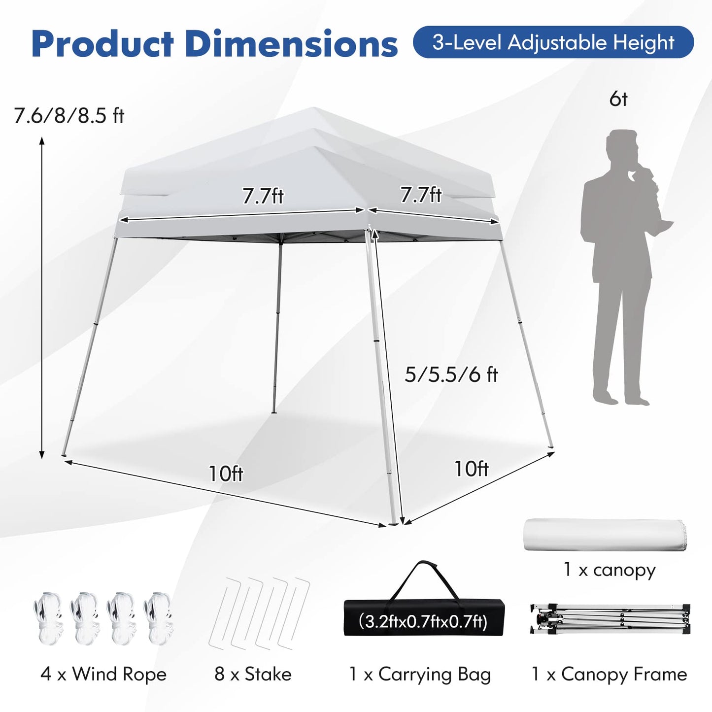 Tangkula 10 ft x 10 ft Outdoor Instant Pop-up Canopy, Folding Slanted Leg Canopy Tent
