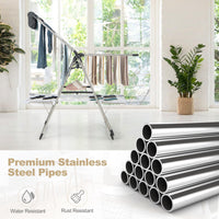 Tangkula Foldable Clothes Drying Rack, 2-Tier Laundry Drying Rack w/Tall Hanging Bar