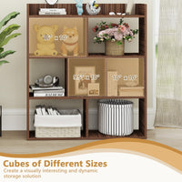 Tangkula 7-Cube Bookshelf, Floor Standing Open-Back Bookcase with Anti-Toppling Devices