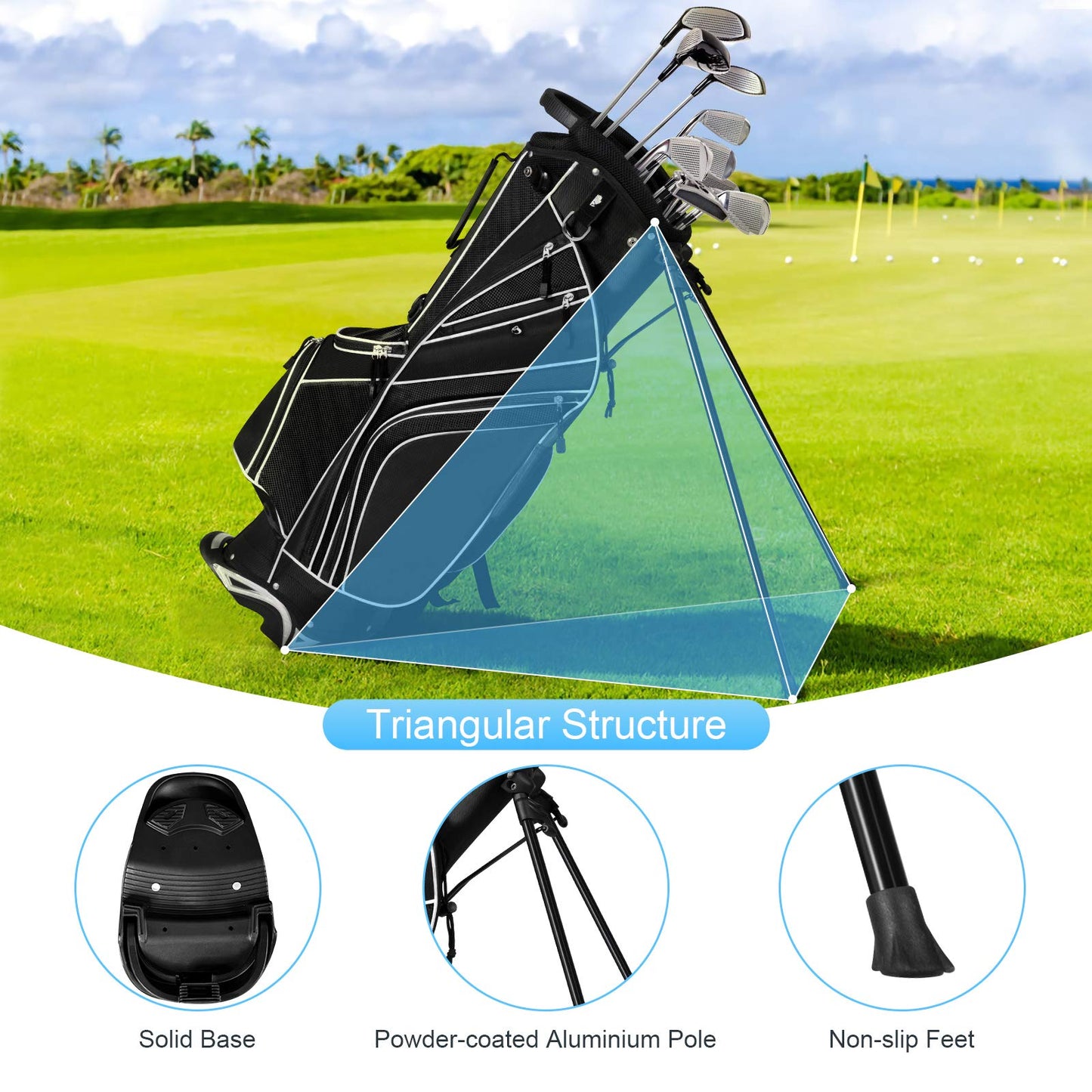 Tangkula Golf Stand Bag with 6 Way Top Dividers