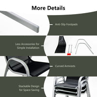 Tangkula 4 Pieces Patio Dining Chairs, Outdoor Stackable All Weather Heavy Duty Dining Chairs Set with Armrests