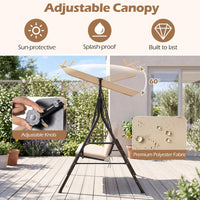 Tangkula 3 Person Porch Swing Outdoor Swing with Removable Cushions