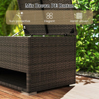Tangkula 48 Gallon Rattan Outdoor Storage Box with Shoe Rack