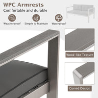 Tangkula Patio Aluminum Loveseat Sofa, Contemporary 2-Person Sofa Chair with WPC Armrests