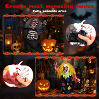 Tangkula 2 Pack Halloween Animated Tabletop Clown & Grim Reaper Decorations