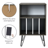 Tangkula Record Player Stand, Turntable Stand with Metal Legs, Vinyl Record Storage Cabinet w/ 5 Open Shelves Holds