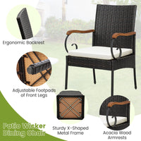 Tangkula Ensemble de 9 meubles de salle à manger en rotin avec table en bois d'acacia, ensemble table et chaises d'extérieur avec coussins