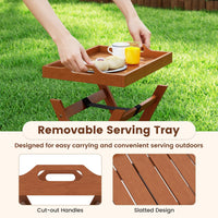 Tangkula Outdoor Wood Tray Table