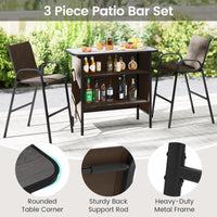 Tangkula 3 Piece Outdoor Bar Set for Backyard