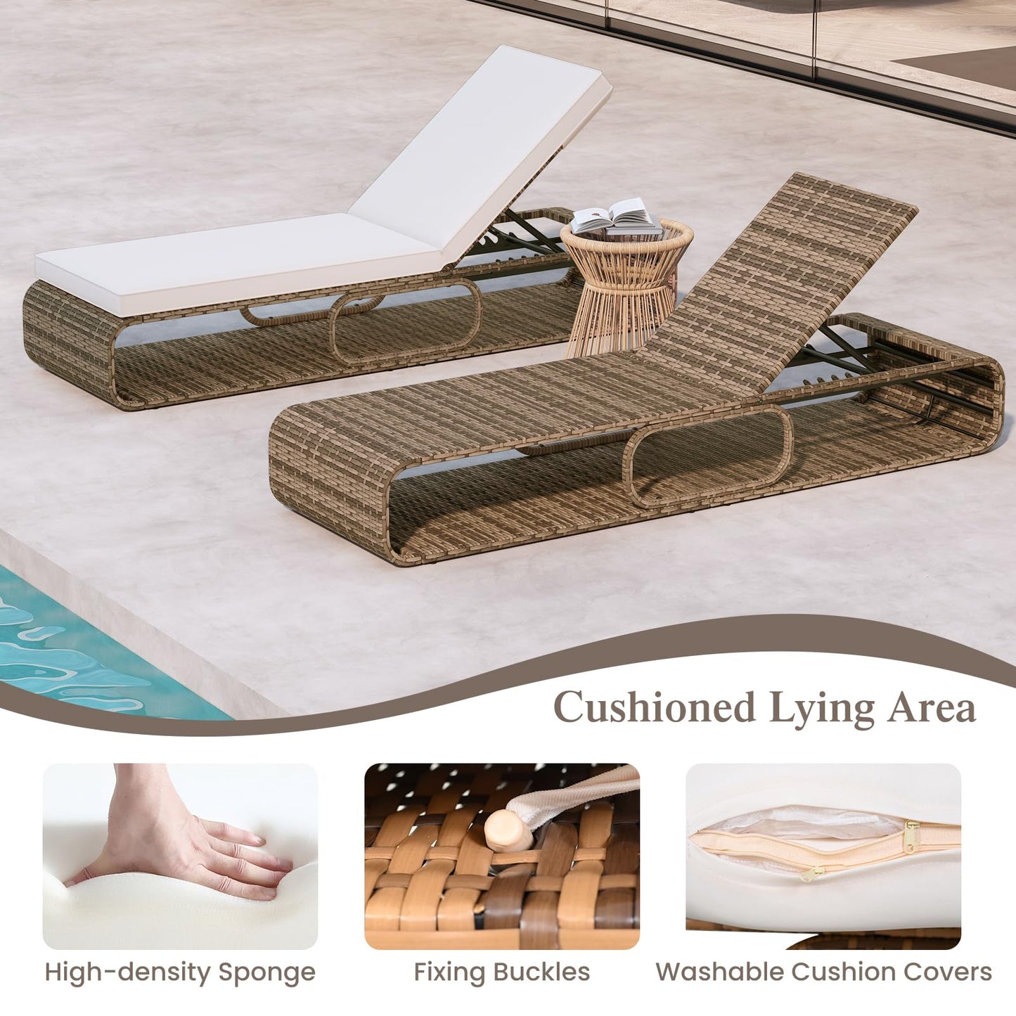 Tangkula Outdoor Chaise Lounge Chair with Adjustable Backrest