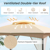 Tangkula 10x12 FT Outdoor Gazebo with Netting