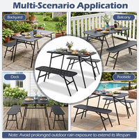 Tangkula 3 Pieces Patio Furniture Set with 2 Benches