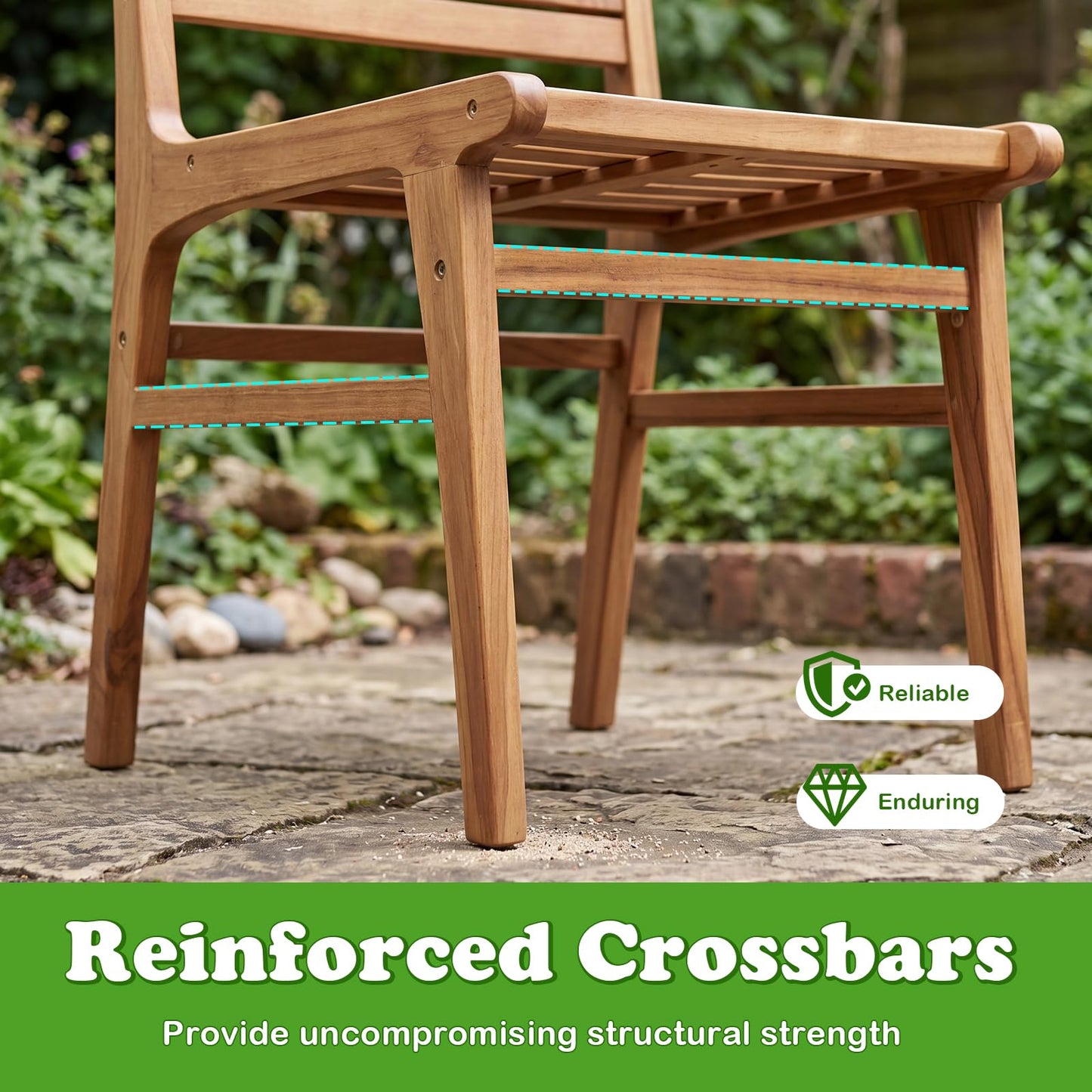 Tangkula Teak Wood Outdoor Dining Chair for Yard & Garden