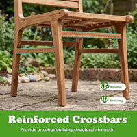 Tangkula Teak Wood Outdoor Dining Chair for Yard & Garden