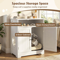Tangkula Litter Box Enclosure Wooden Enclosed Cat Box Cabinet(23.5 Inch)