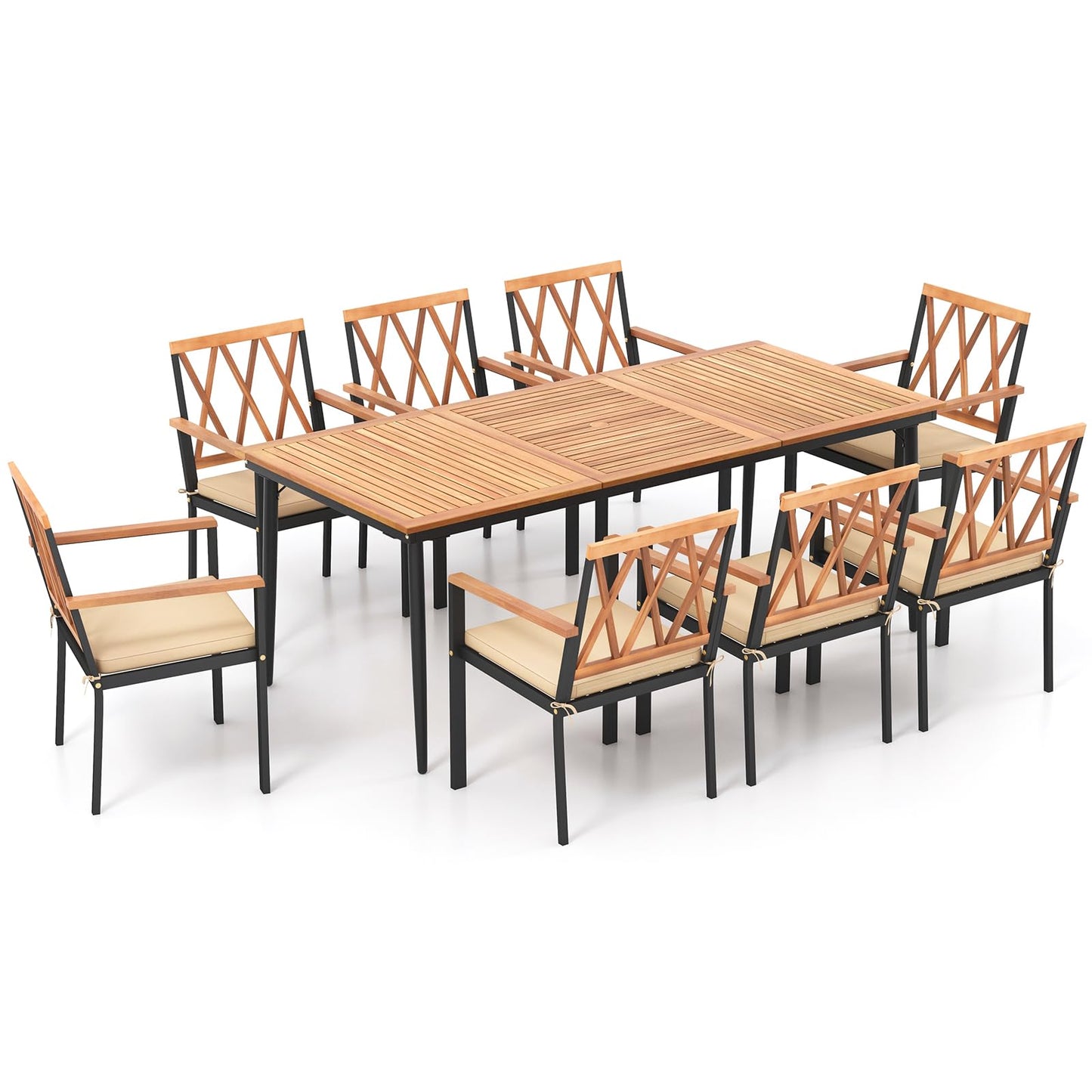 Tangkula Outdoor 9-Piece Patio Dining Set