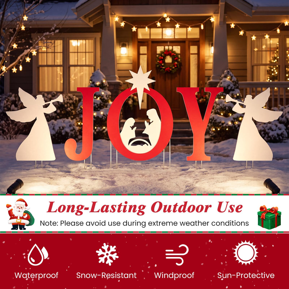 Tangkula 5 Pieces Outdoor Christmas Joy & Angels Nativity Yard Signs Set