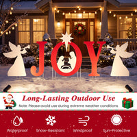 Tangkula 5 Pieces Outdoor Christmas Joy & Angels Nativity Yard Signs Set