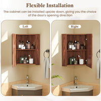 Tangkula Corner Medicine Cabinet with Mirror, 23.5" Wall Mounted Storage Cabinet Organizer with Left/Right Open Mirror Door & Adjustable Shelf
