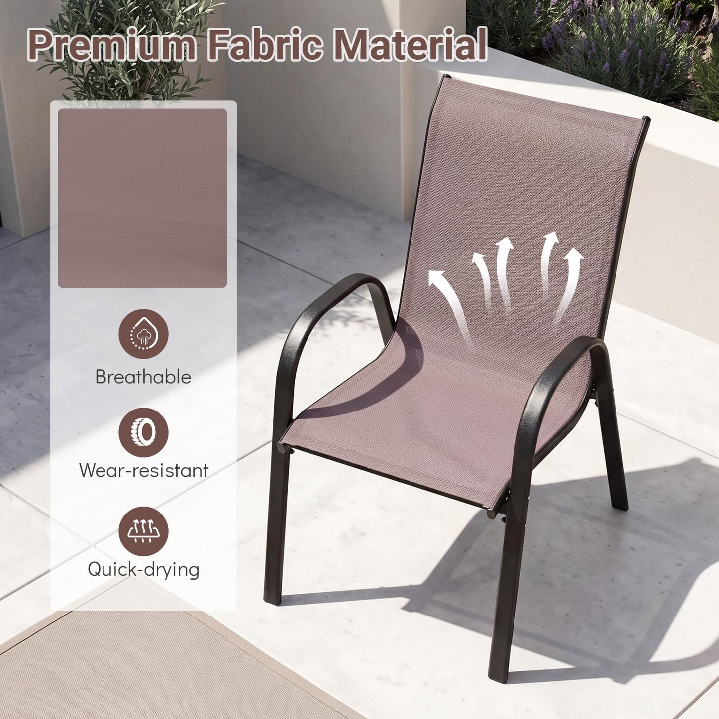 Tangkula Stackable Patio Dining Chairs Set of 4