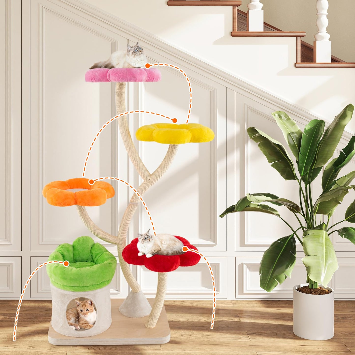 Tangkula 65 Inch Tall Cat Tower with Sisal Scratching Posts