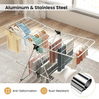 Tangkula 2-Level Heavy-Duty Aluminum Laundry Drying Rack Collapsible with Height-Adjustable Wings