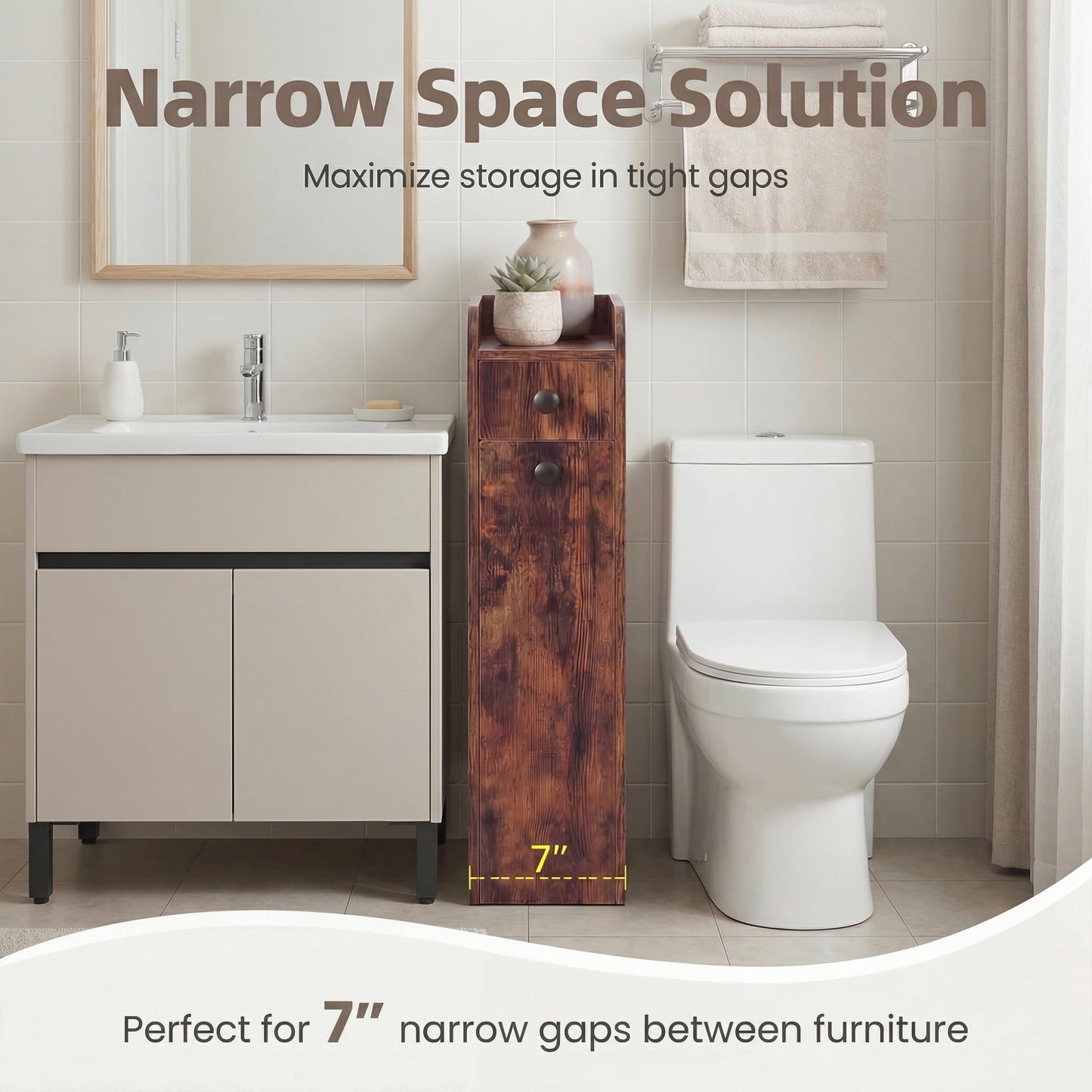 Tangkula Slim Bathroom Storage Cabinet | 4-Tier Narrow Small Side Storage Cabinet Next to Toilet
