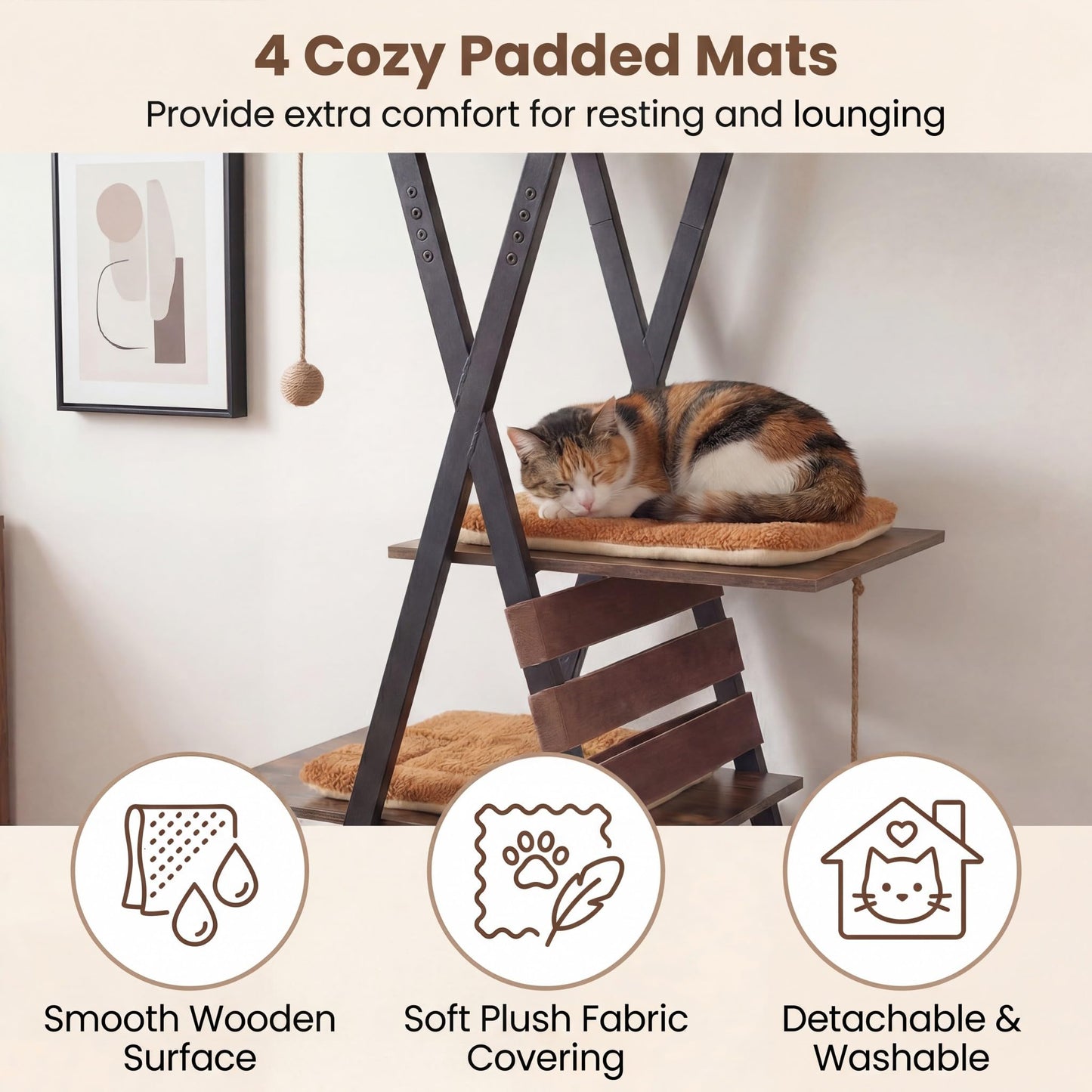 Tangkula 73 Inch Tall Modern Wood Cat Tree with Scratching Pad