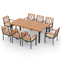Tangkula 9 Pieces Patio Dining Set（Natural and Black）