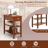 Tangkula Narrow End Table Set of 2, 24.5”H Farmhouse Side Table with Drawer
