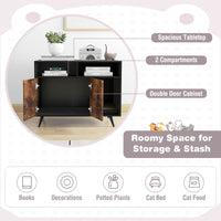 Tangkula Cat Litter Box Enclosure, Hidden Cat Washroom Furniture with Double Door Cabinet
