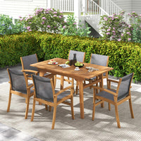 Tangkula Acacia Wood Patio Expandable Dining Table
