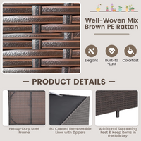 Tangkula 133 Gallon Deck Storage Box, Patio Rattan Storage Container with 2 Universal Wheels
