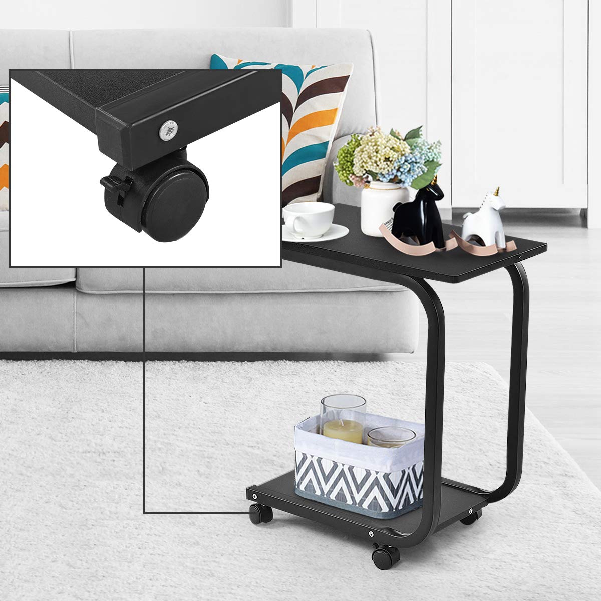 Tangkula C Table Sofa Side Table for Living Room