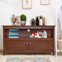 Wooden TV Stand for TVs Up to 50 Inch, X Shape Console Storage Cabinet