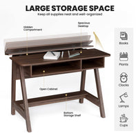 Tangkula Mid Century Writing Desk with Storage Cubes & Hidden Compartment
