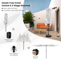 TANGKULA 15 FT Double-Sided Patio Umbrella with Crank Handle