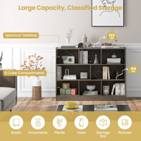 Tangkula 8-Cube Bookcase, Wood 3 Tier Open Storage Bookshelf, Modern Multipurpose Display Cabinet